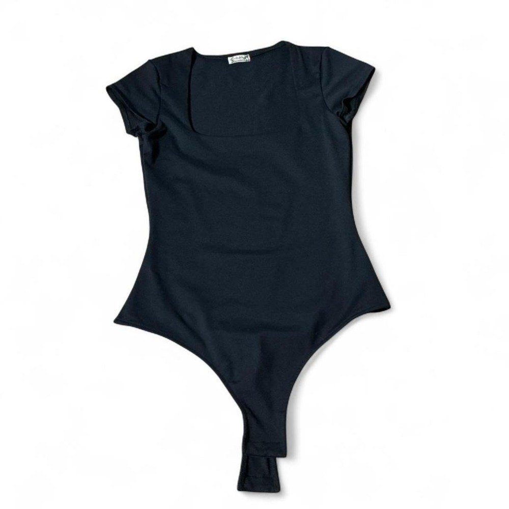 Intimately Free People‎ Black Square Neck Short Sleeve Thong Bodice XS Bodysuit
